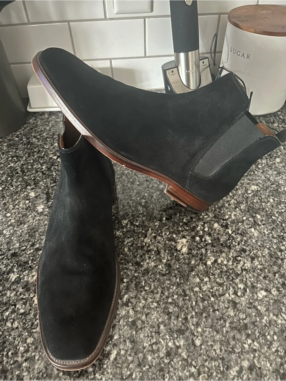 Aldo Black Suede Chelsea Boots